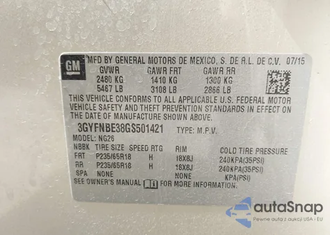 2016 Cadillac Srx Luxury Collection из США, поврежденный, VIN 3GYFNBE38GS501421